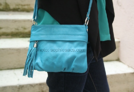 sac cuir turquoise