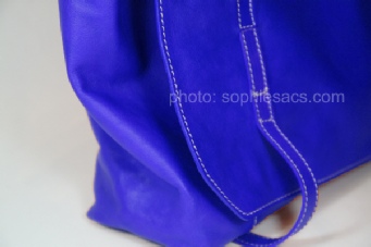 sac cuir Italien bleu dur