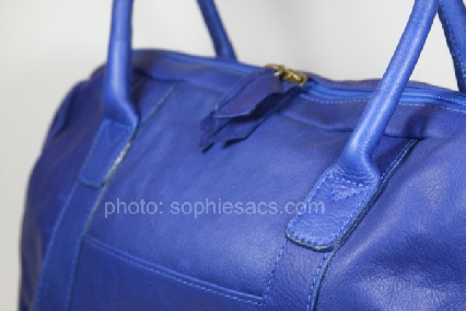 sac polochon en cuir bleu