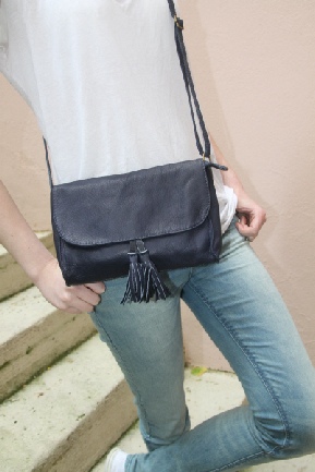 sac femme cuir marine