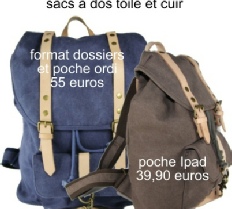 sacs  dos toile et cuir