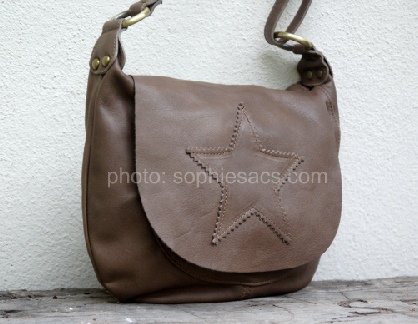 la besace cuir Julia taupe